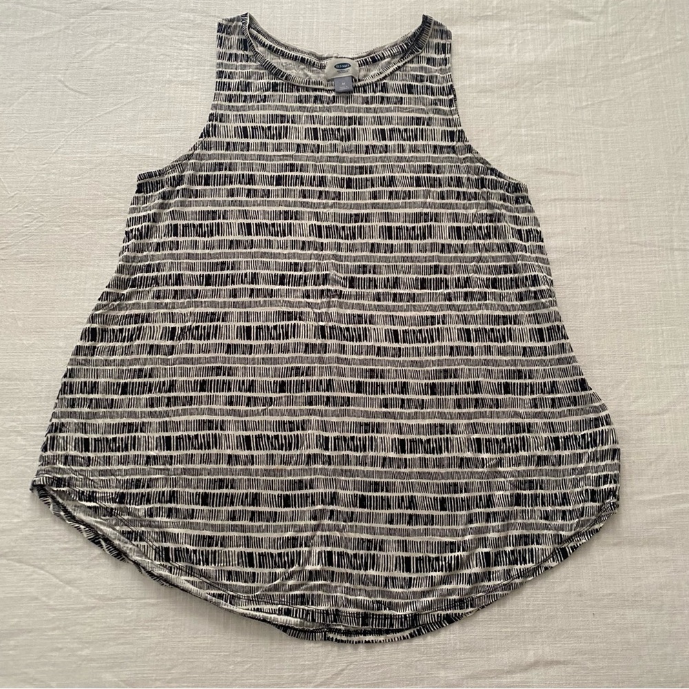 Old Navy Black and White Striped Tank Top